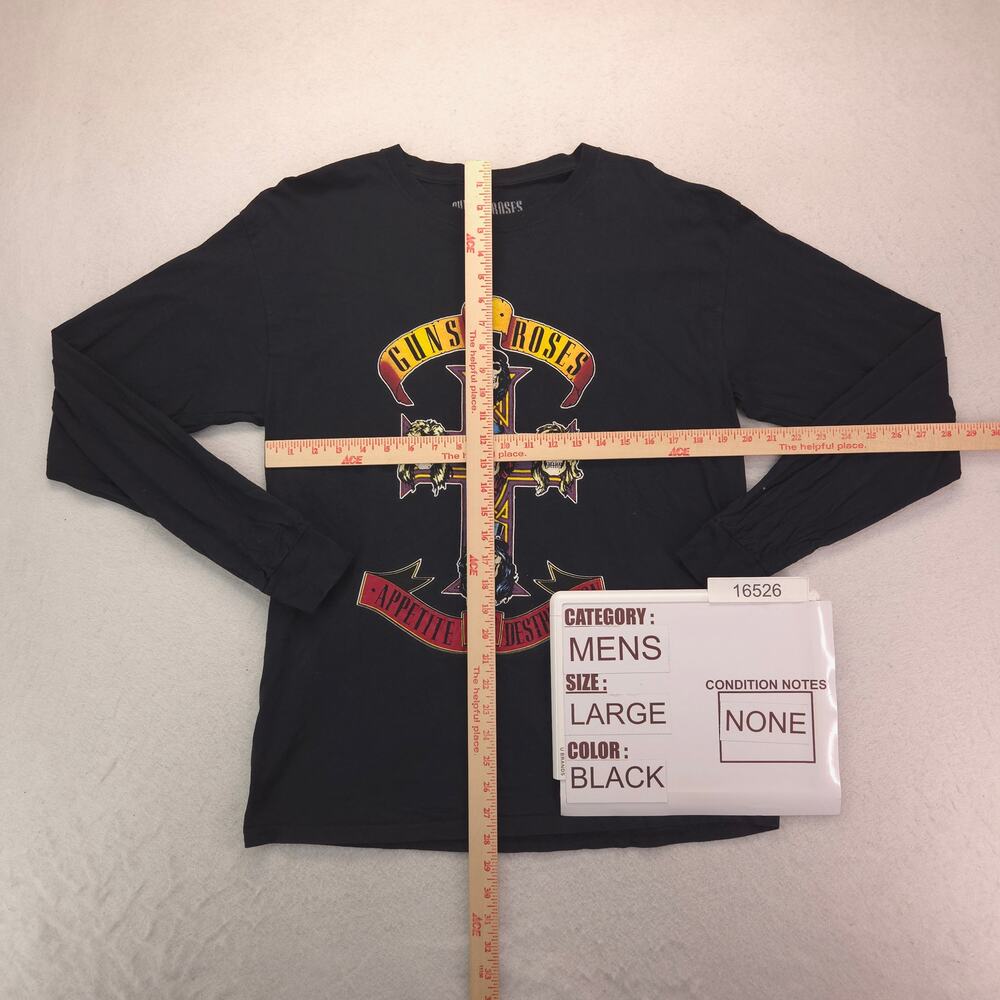 Guns N Roses Long Sleeve Crew Neck Band T Shirt Adult Mens Size L Black